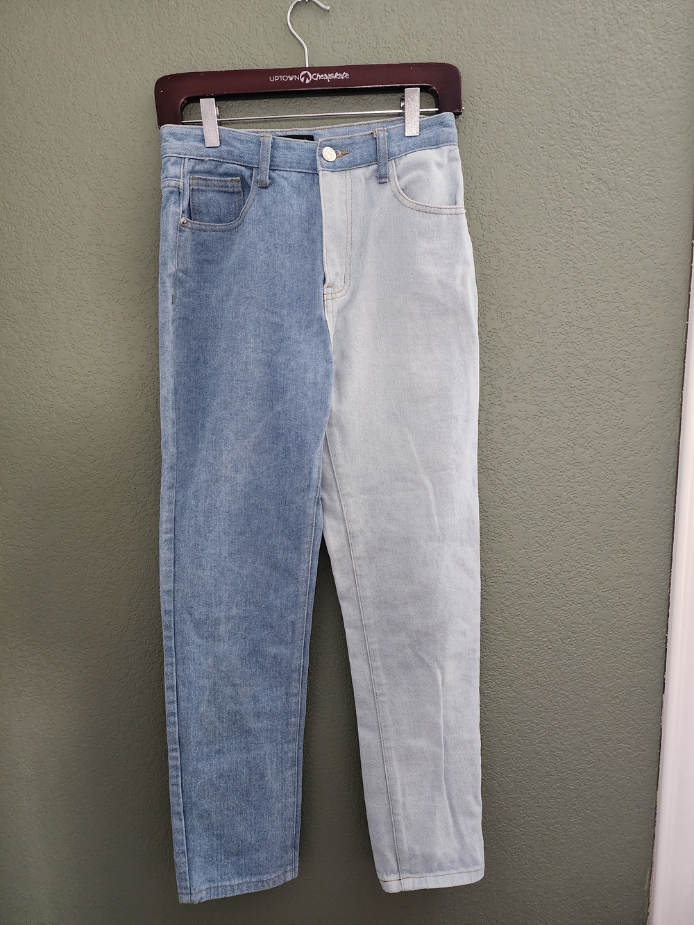 Nasty Gal Two-Tone High-Rise Jeans in Light Blue & Medium Blue